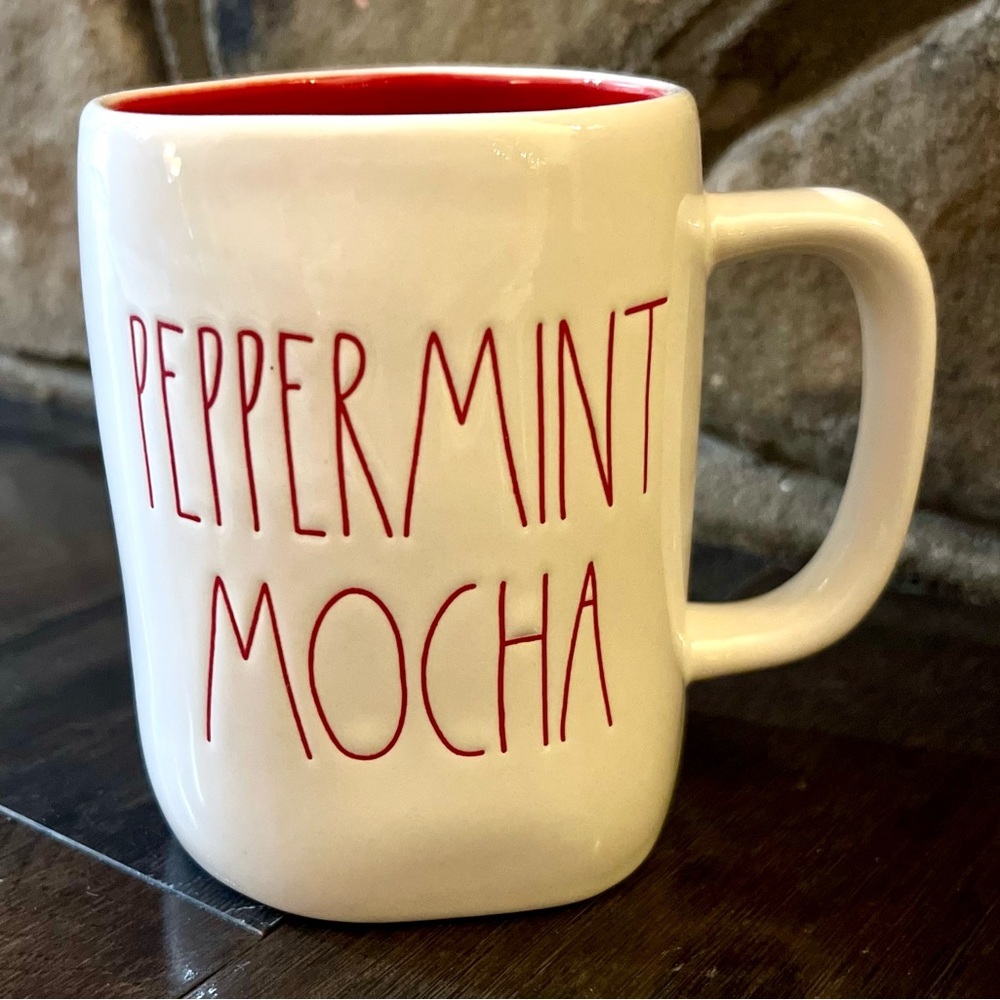 RAE DUNN Peppermint Mocha with Red Inside Coffee Mug